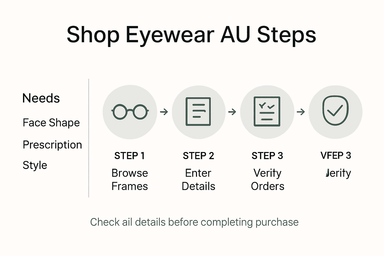 Infographic with steps for online eyewear shopping