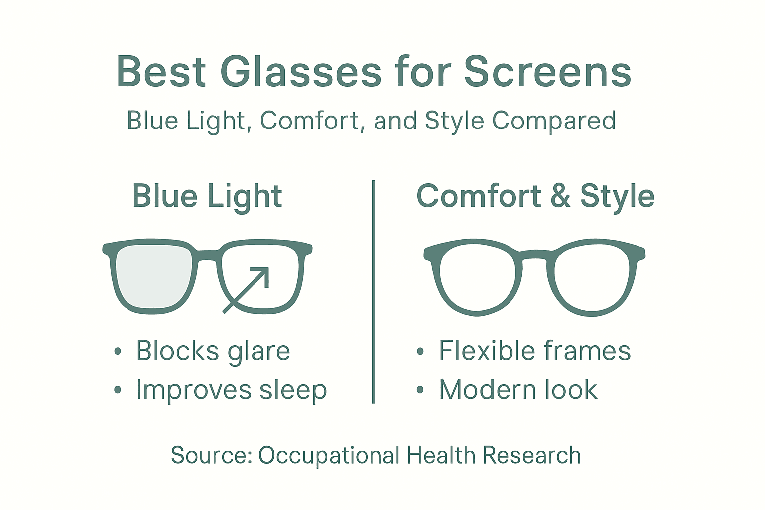 Infographic with blue light comfort style comparison
