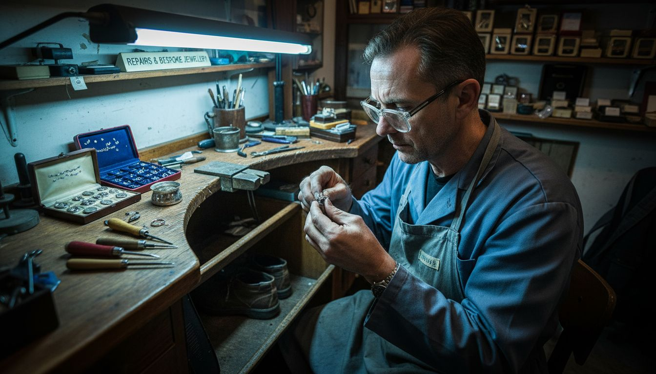 Jeweller using high-power reading glasses