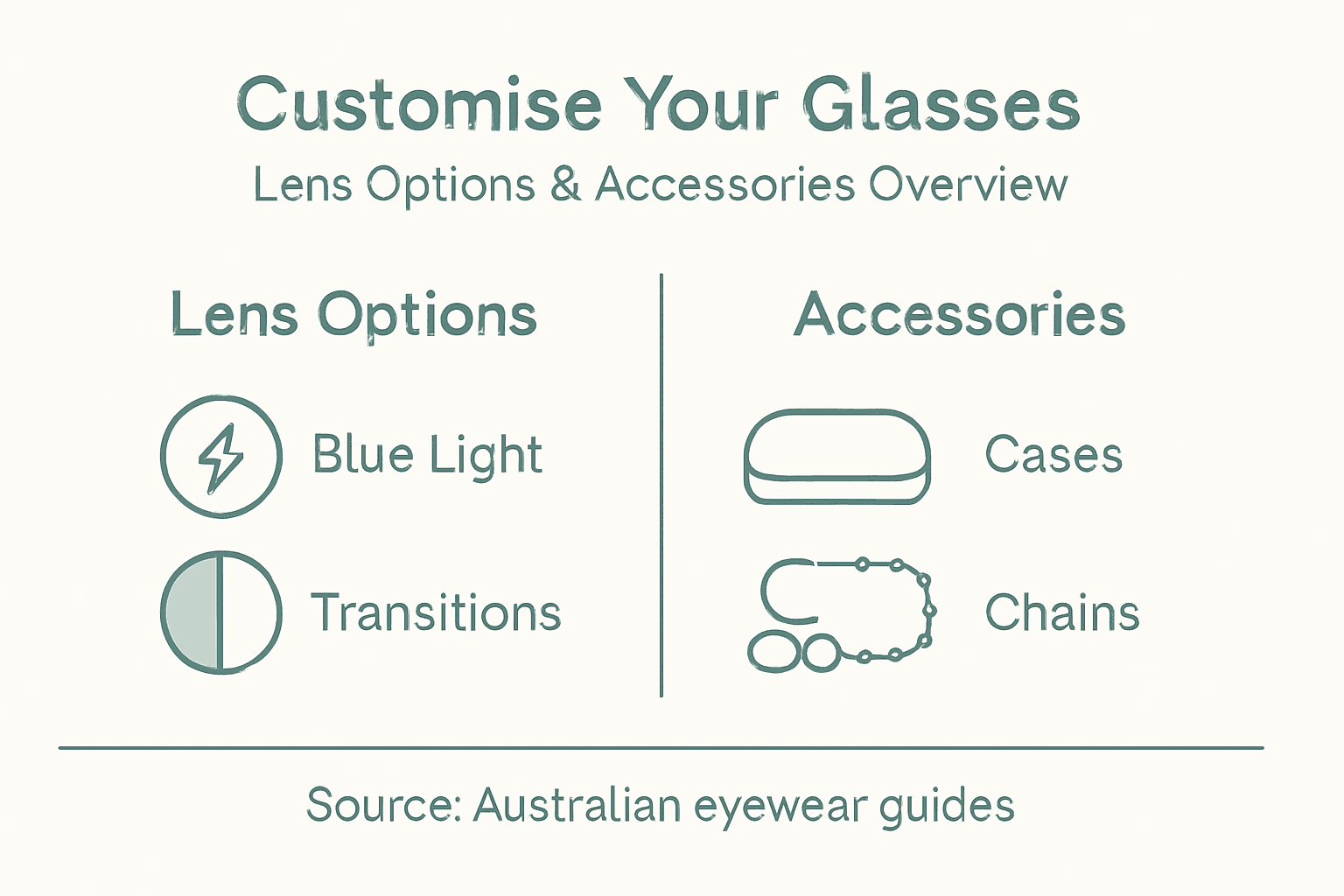 Infographic lens options and accessories overview