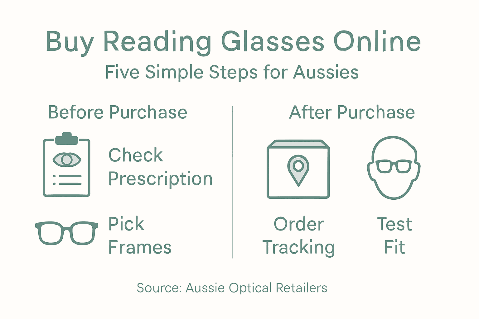Infographic summarising buying reading glasses online