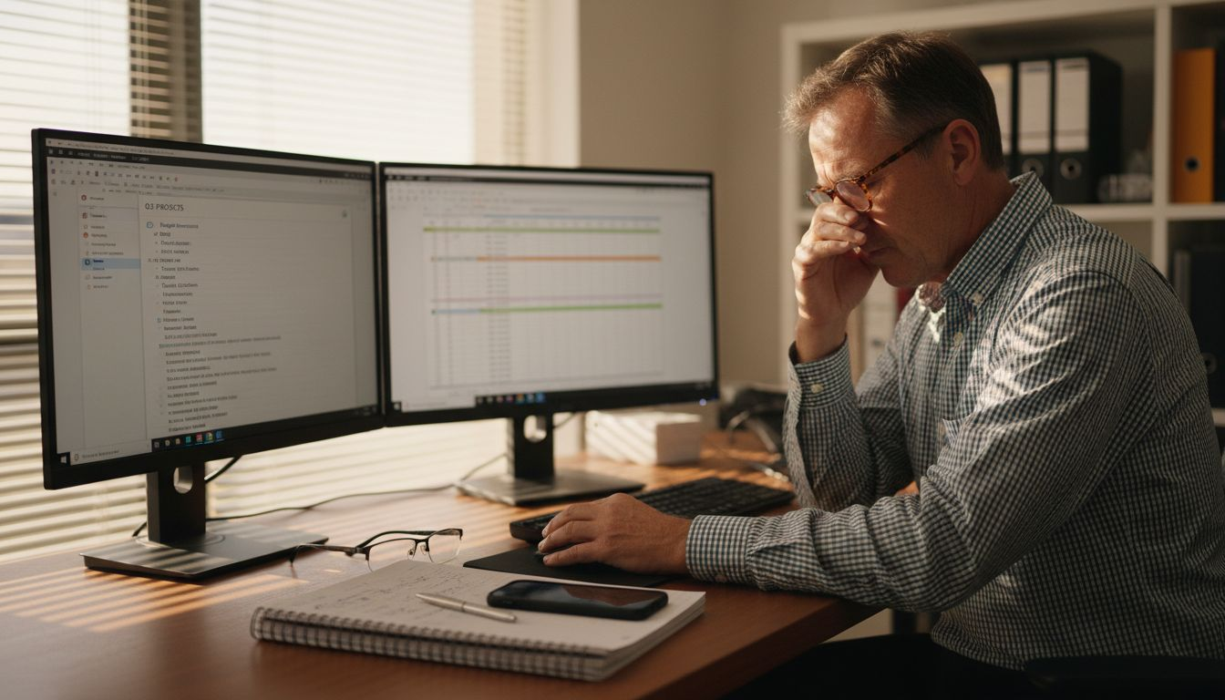 Man using reading glasses for screen work