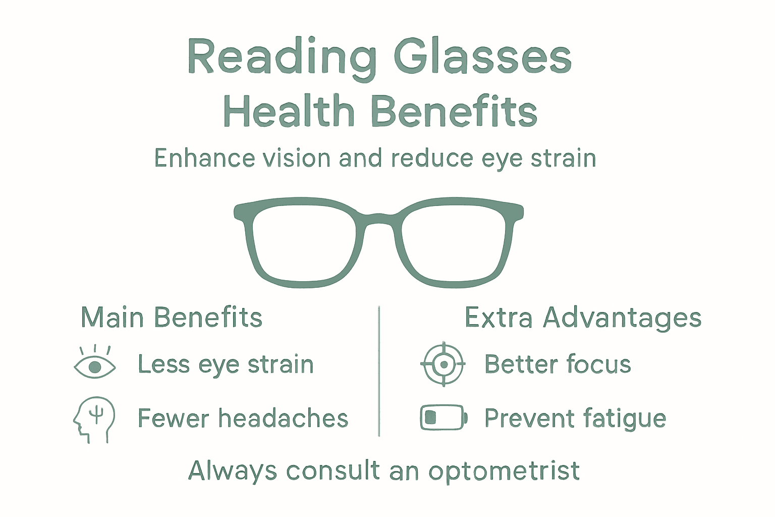 Infographic of reading glasses health benefits