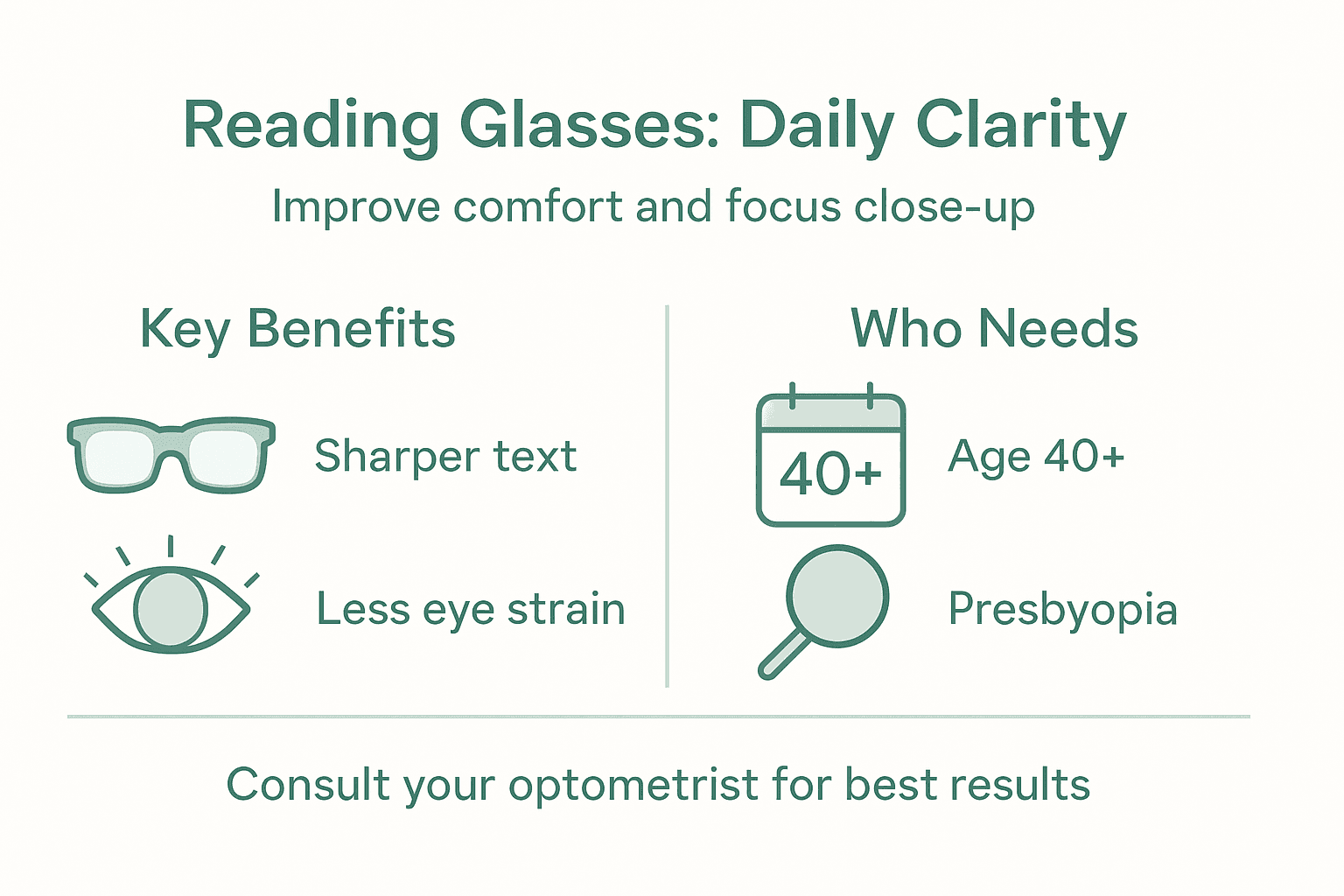 Infographic on daily benefits of reading glasses