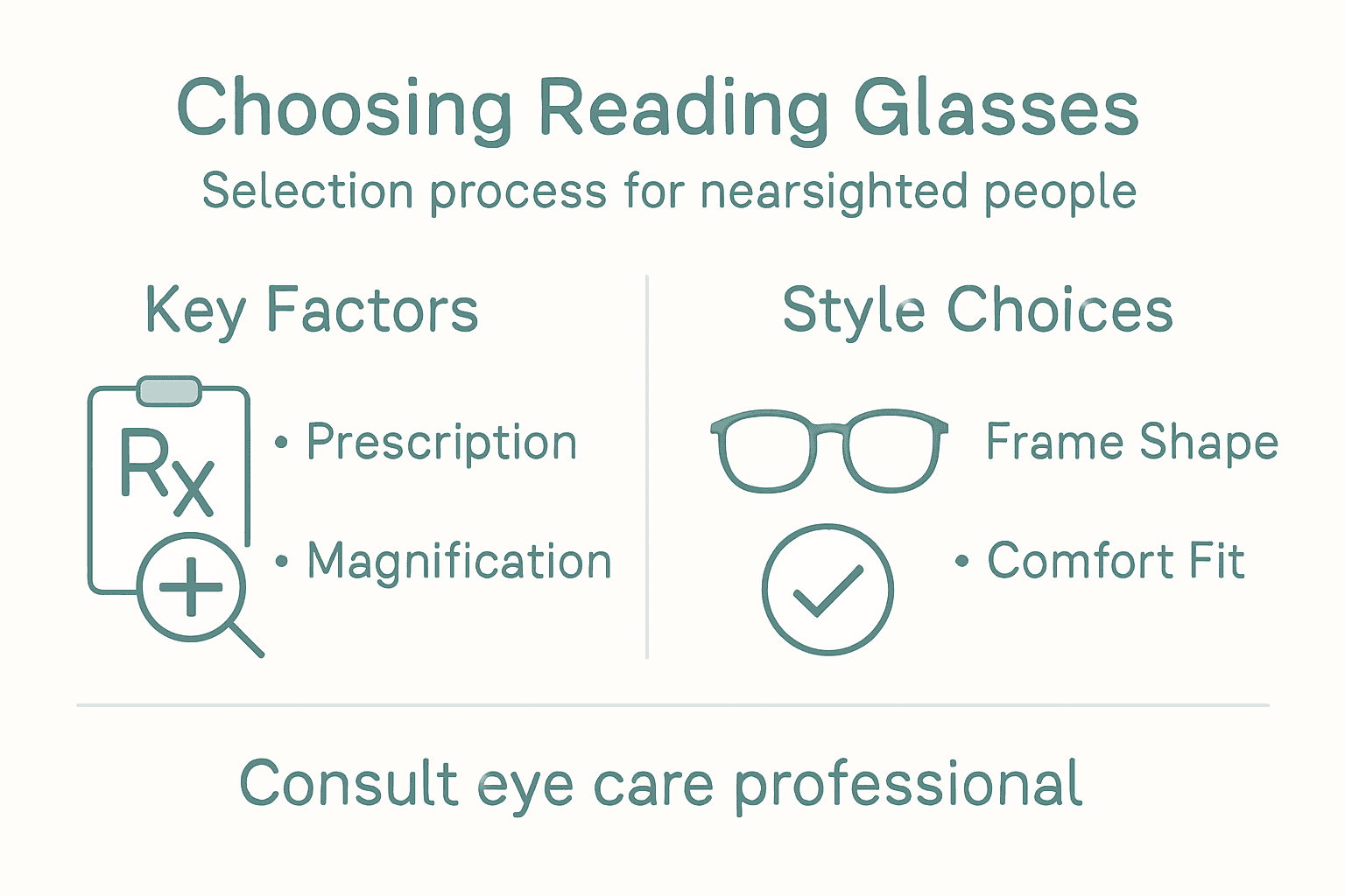 Infographic selecting reading glasses factors and styles