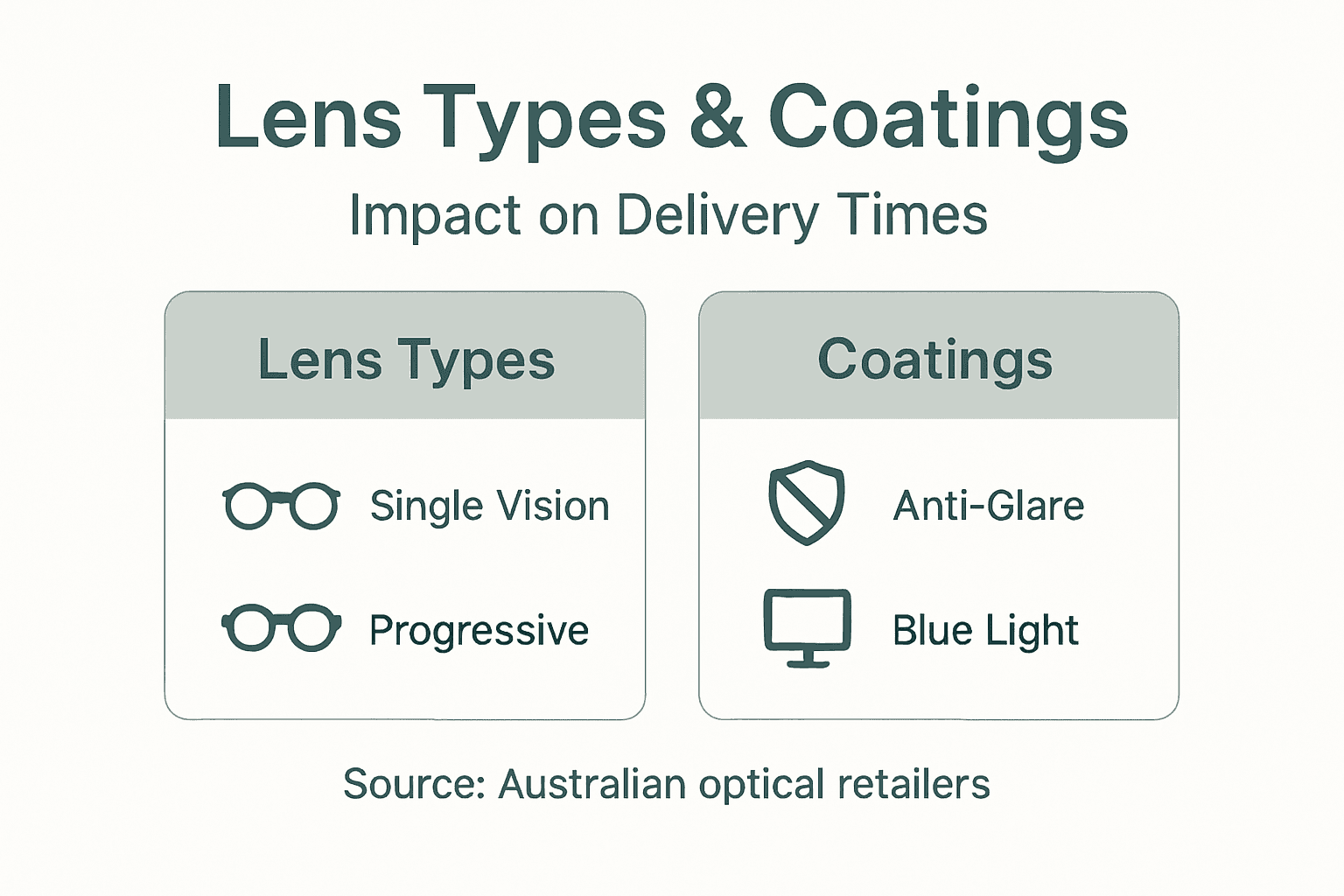 Infographic lens types and coatings overview