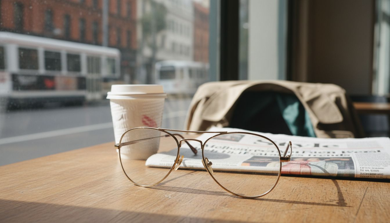 Close-up of vintage men’s aviator glasses