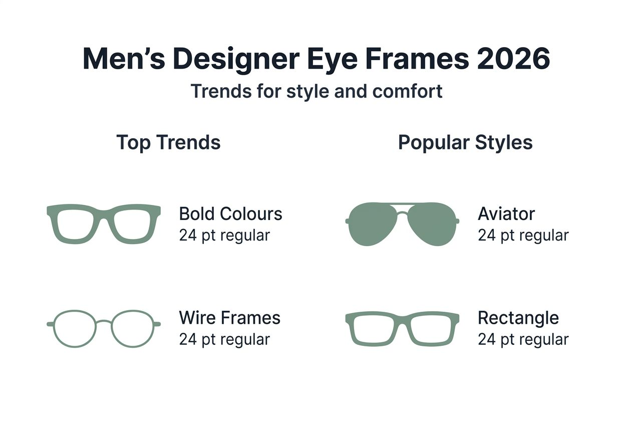 Infographic of 2026 men’s eyewear trends