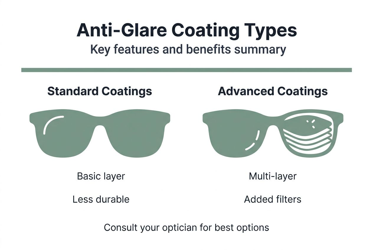 Infographic comparing anti-glare coatings features