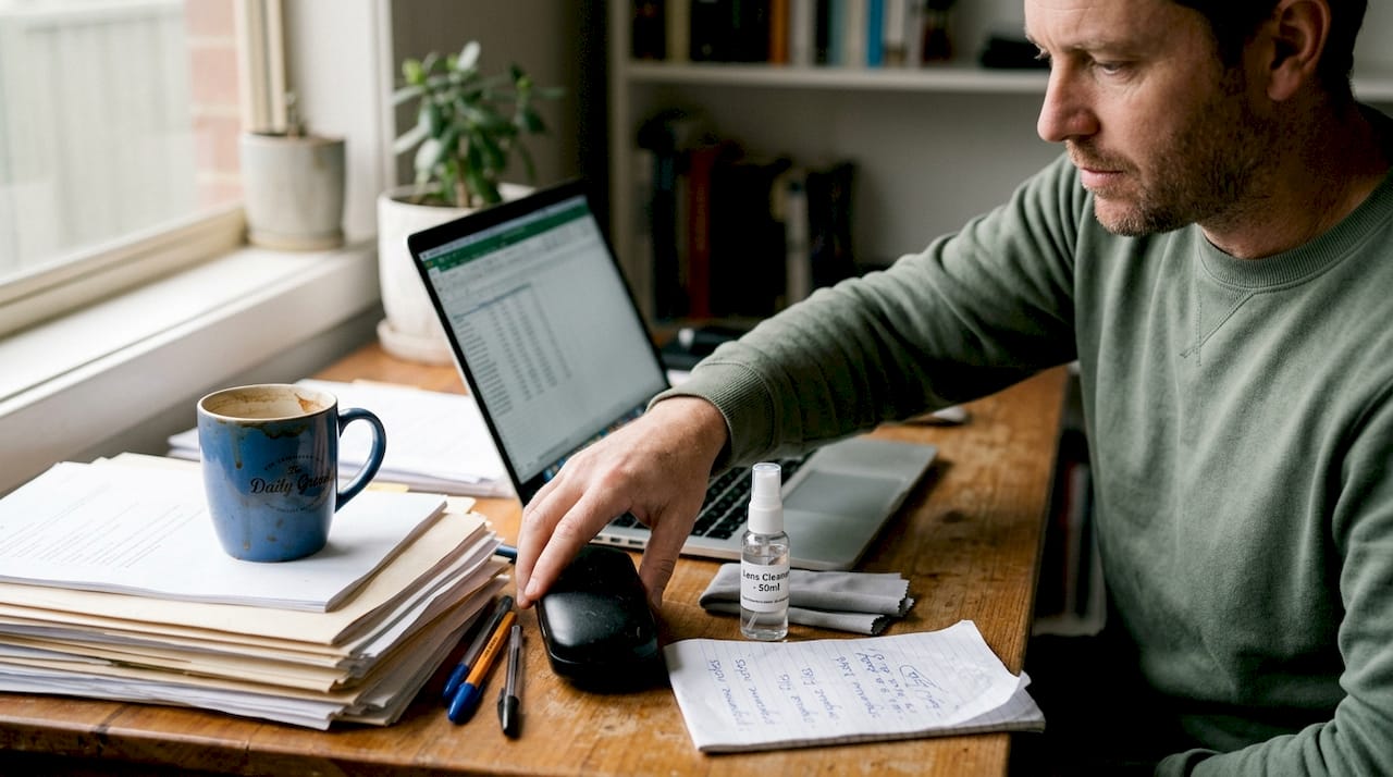 Man about to open protective glasses case