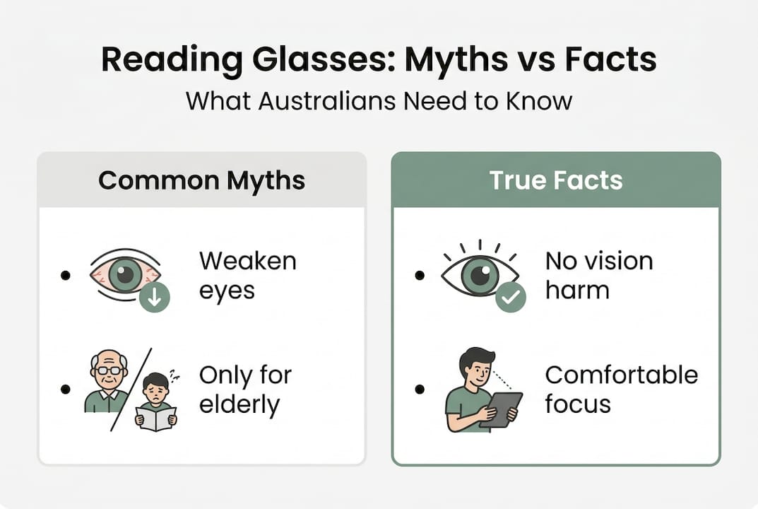 Infographic about reading glasses myths