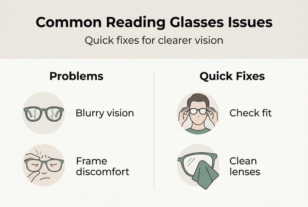Infographic with problems and fixes for reading glasses