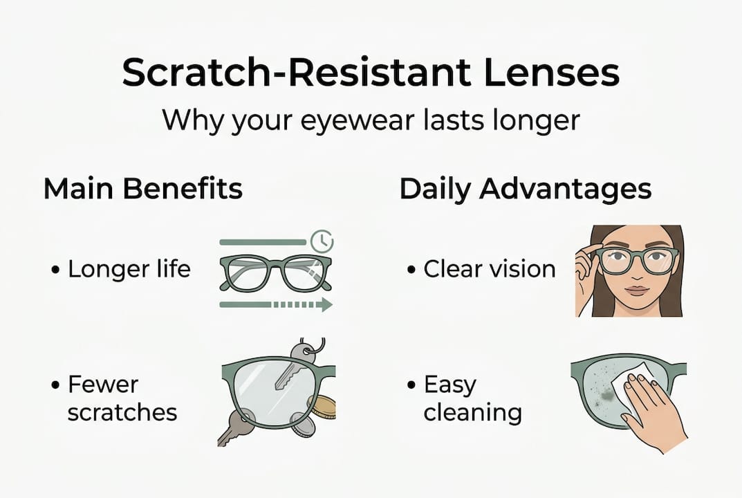 Infographic on scratch-resistant lens benefits