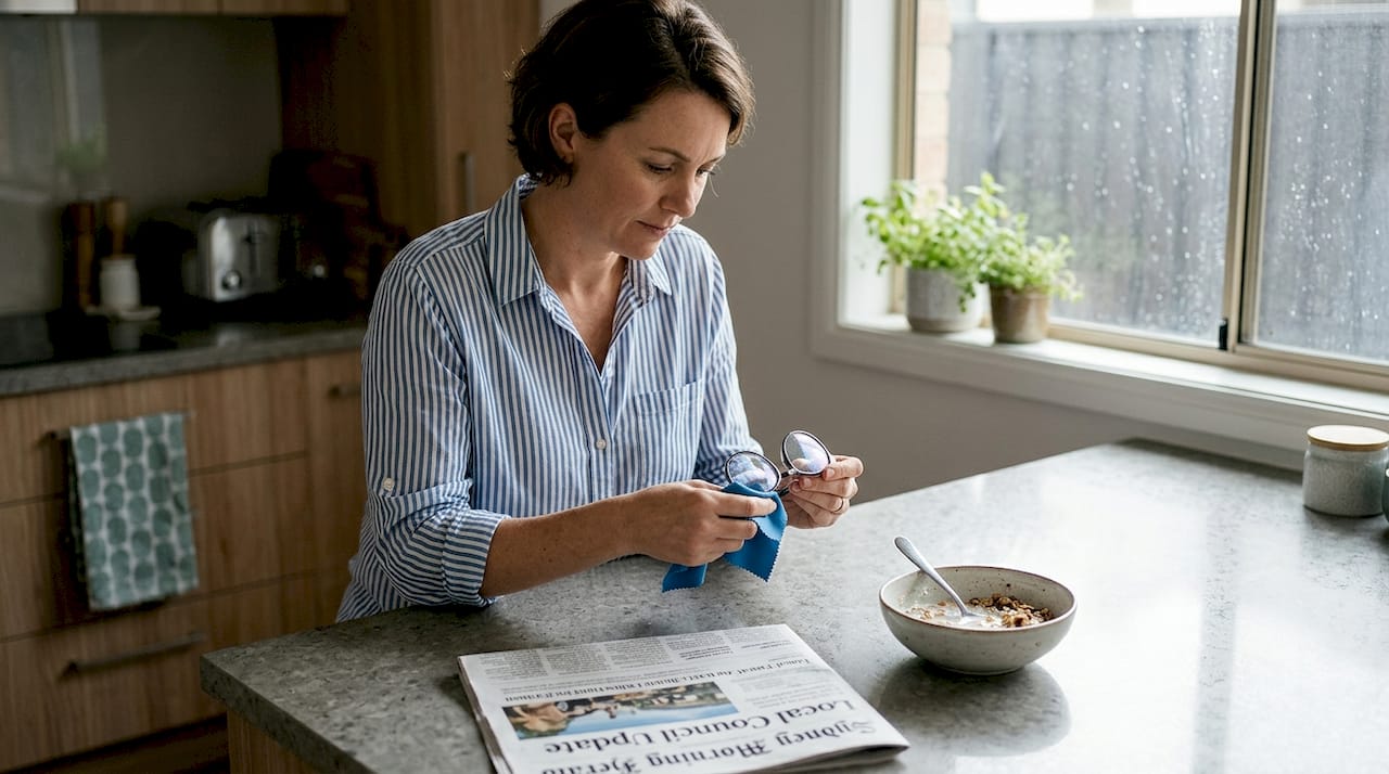 Woman cleaning scratch-resistant eyeglass lenses