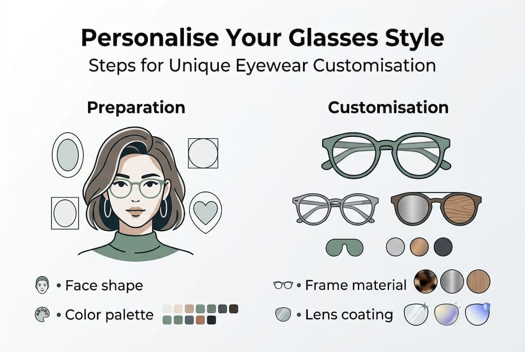 Infographic of glasses customisation steps