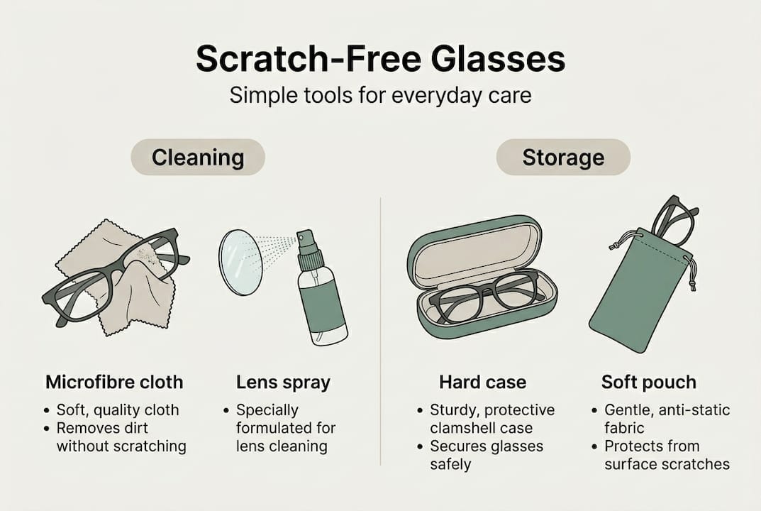 Infographic about scratch-free glasses care tools