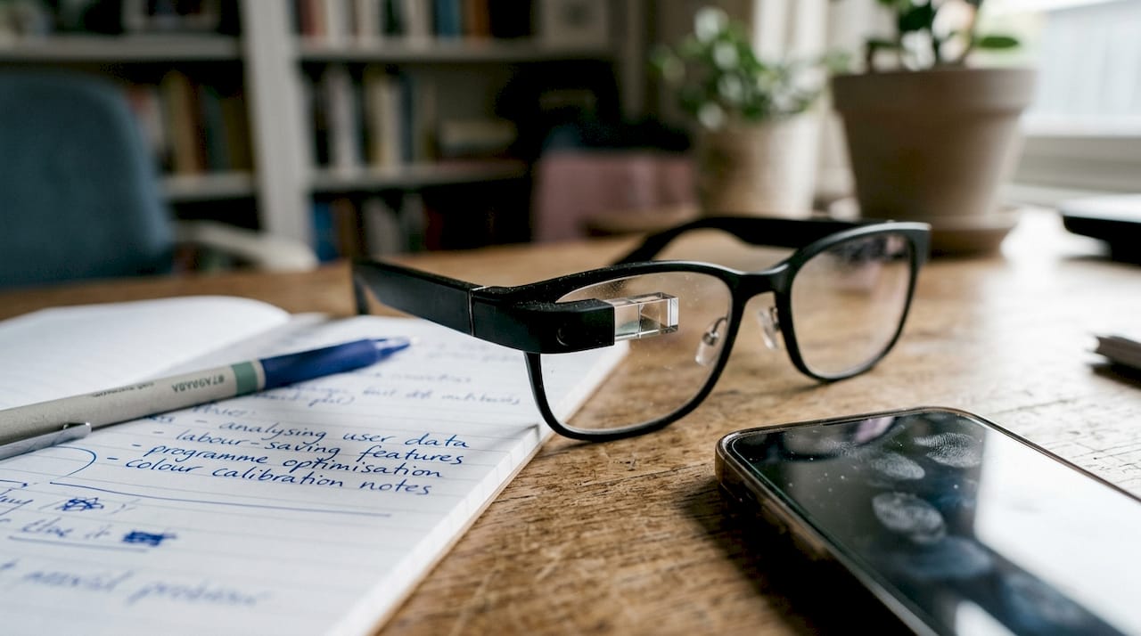 Close-up AR smart glasses lens detail