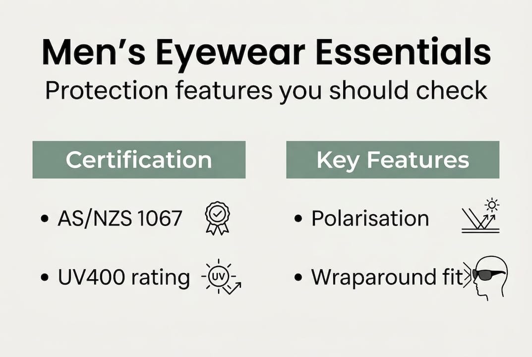 Infographic of men's eyewear protection features
