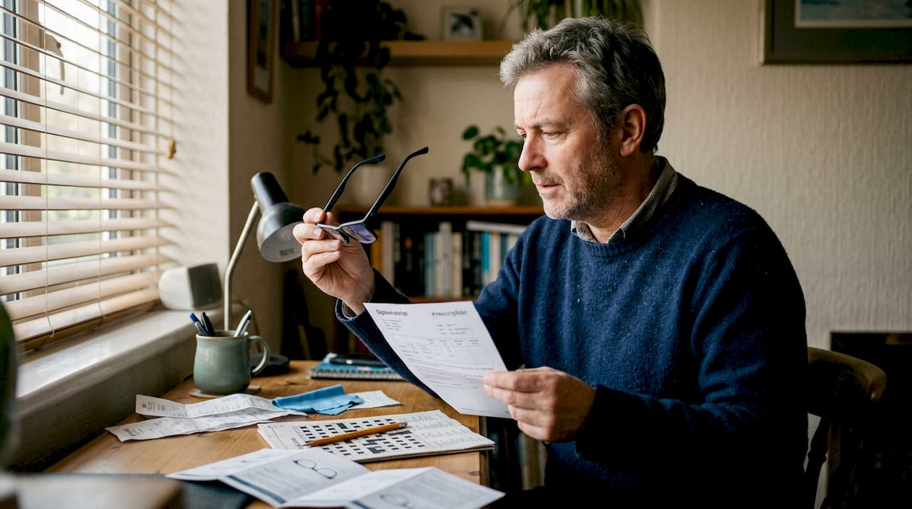 Man checking accuracy of new glasses