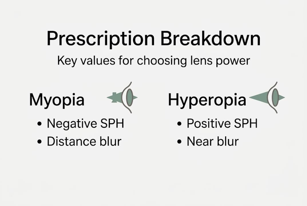 Infographic with glasses prescription key points