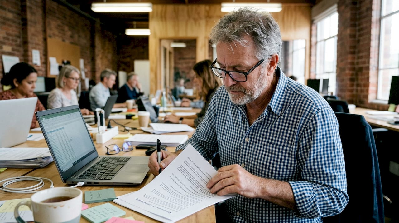 Reading glasses with anti-glare coating on office desk