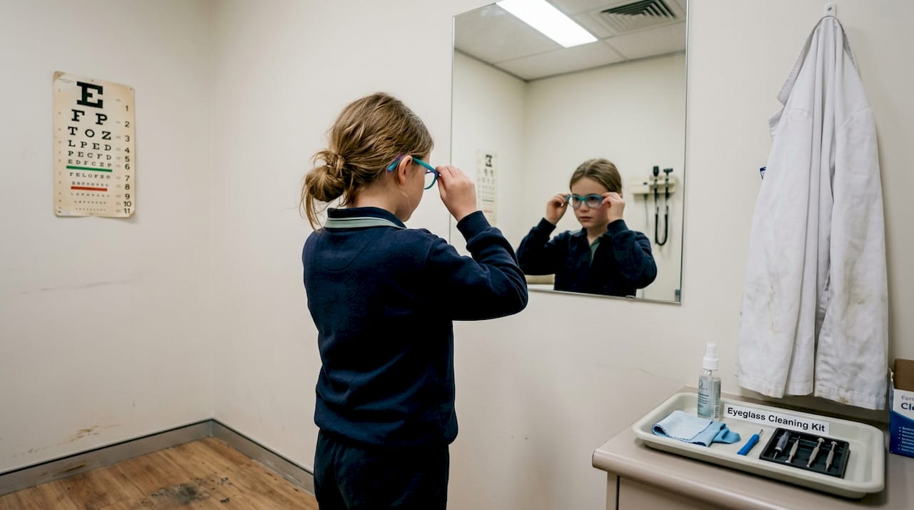 Girl adjusting glasses for comfortable fit