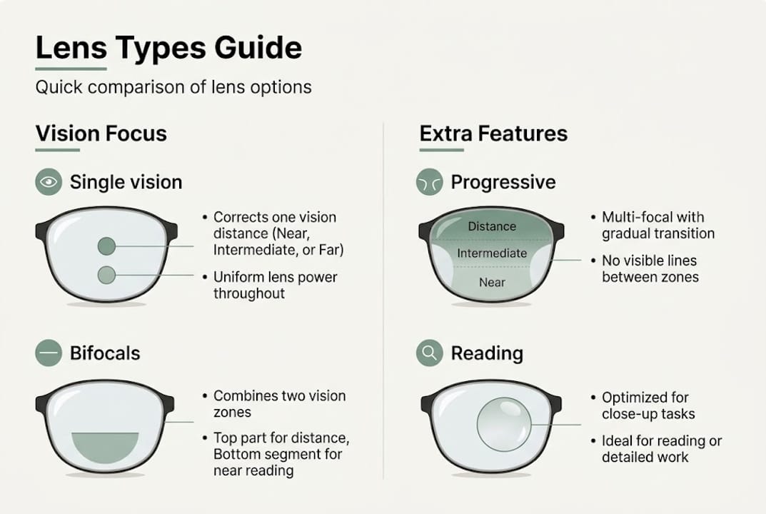 Infographic comparing main lens types