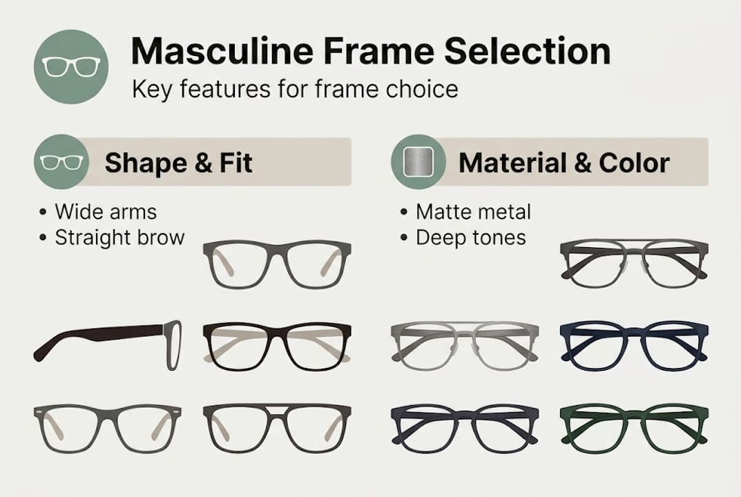 Infographic showing masculine frame selection elements