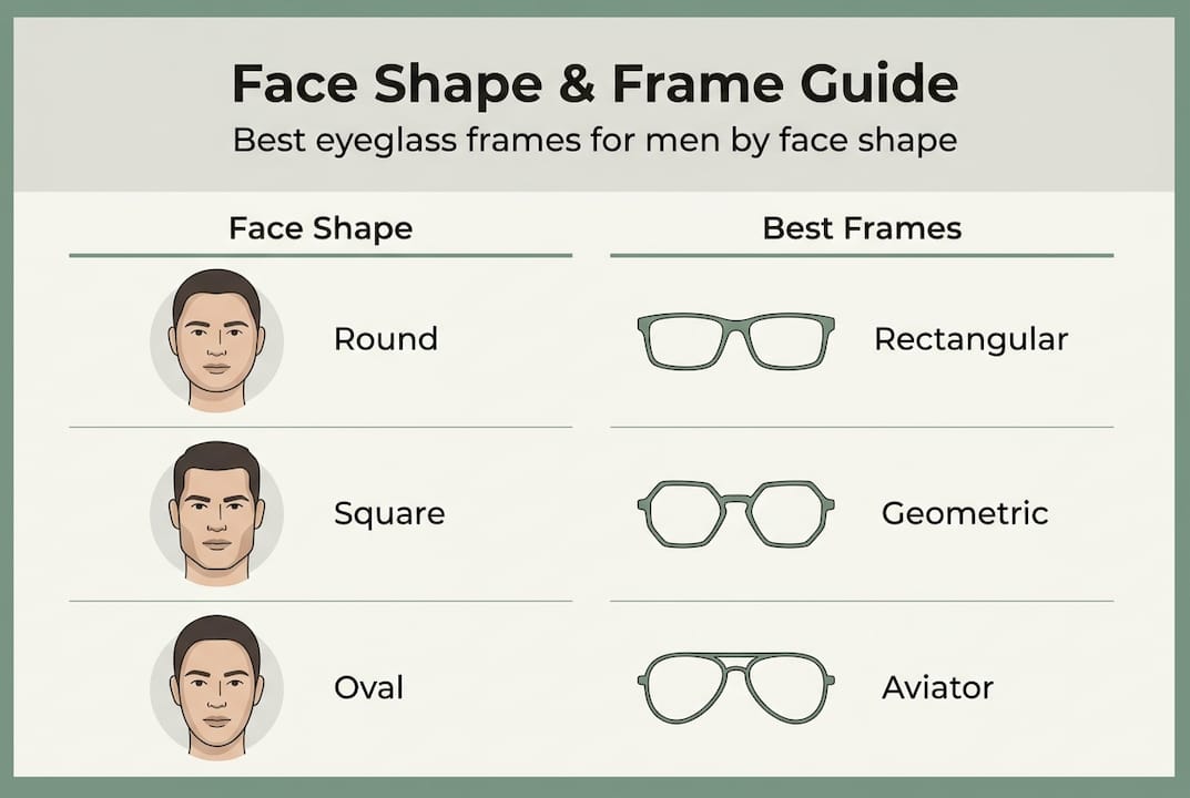 Infographic of face shape and frame style tips