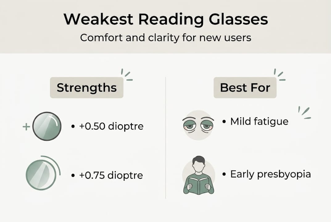 Infographic on weak reading glasses strengths and use