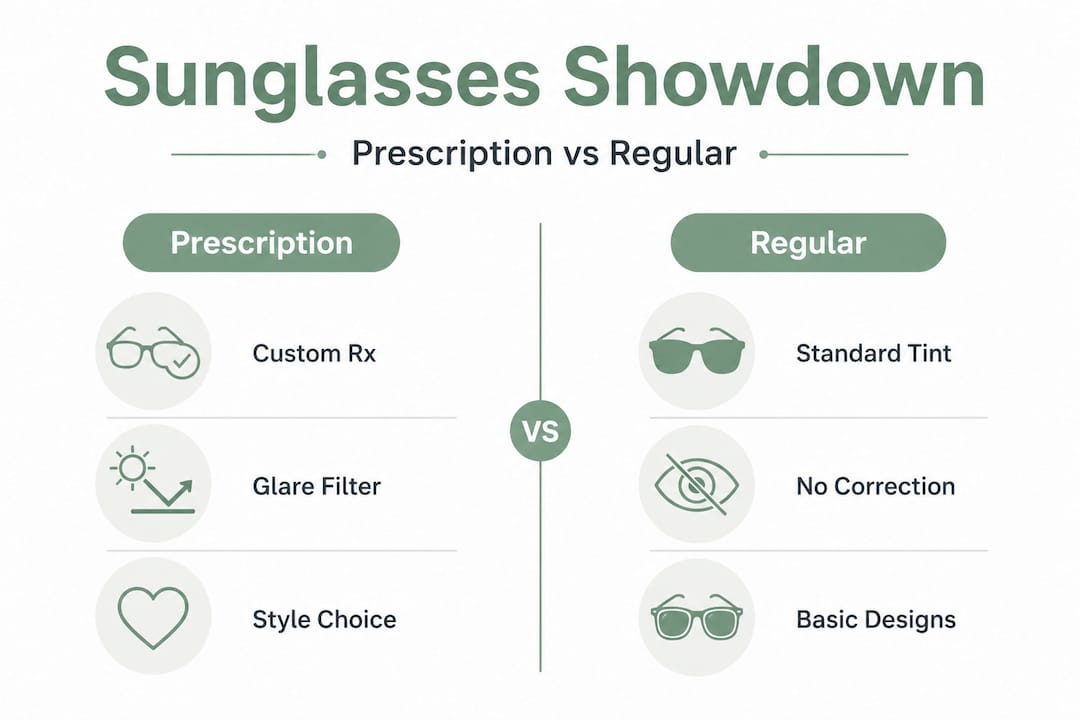 Infographic comparing prescription vs regular sunglasses