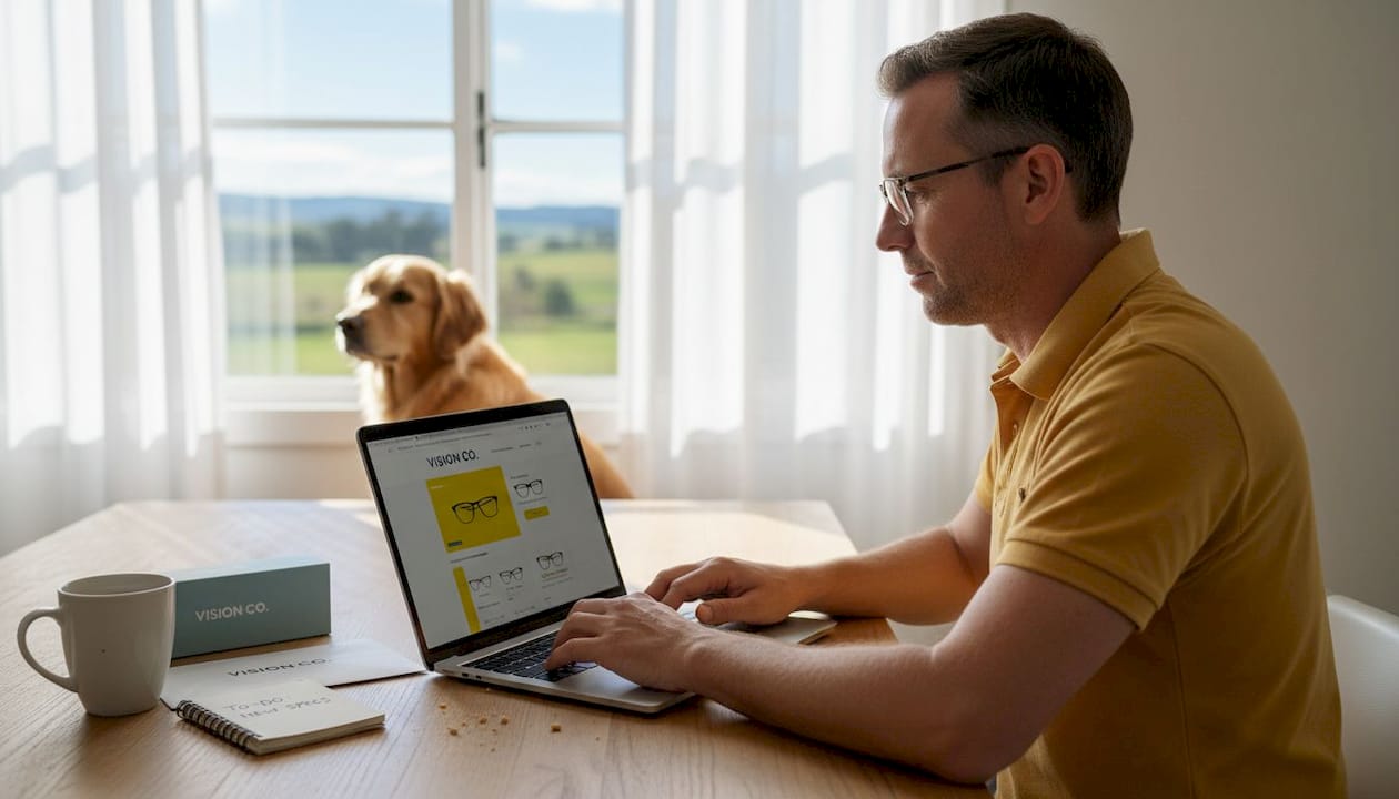 Ordering glasses online from rural home