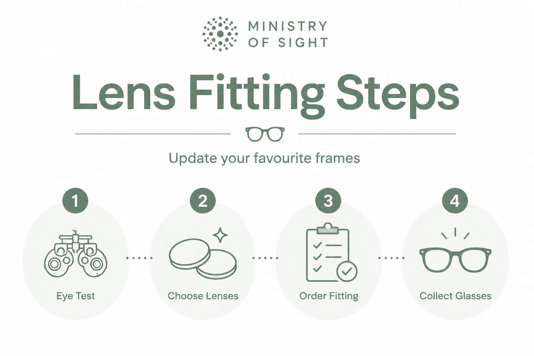 Infographic of four steps to get new lenses