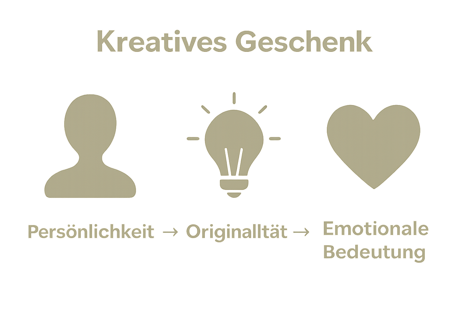 Infographic showing three pillars of creative gifts: personality, originality, emotion.