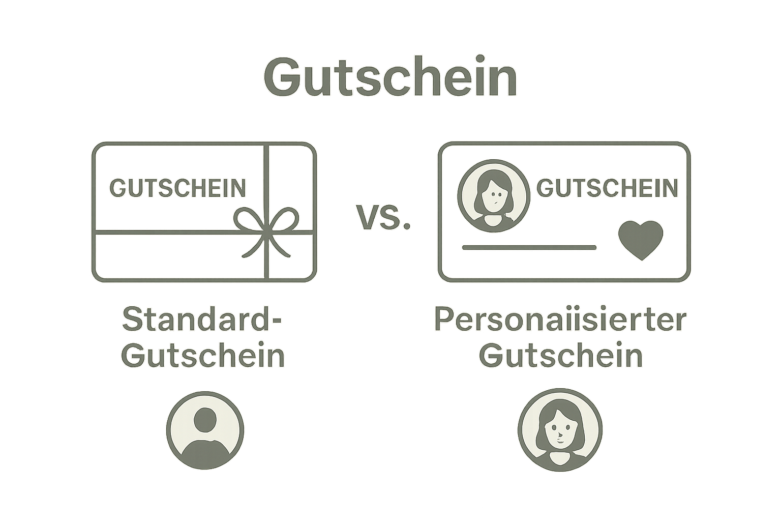 Vergleich zwischen Standard- und personalisiertem Gutschein