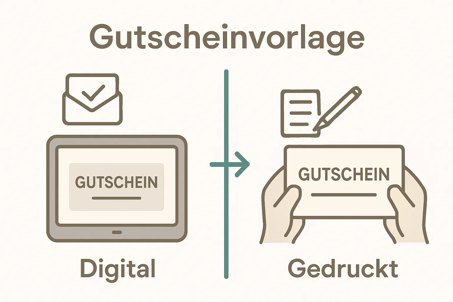 Infographic comparing digital and physical Gutscheinvorlagen visually