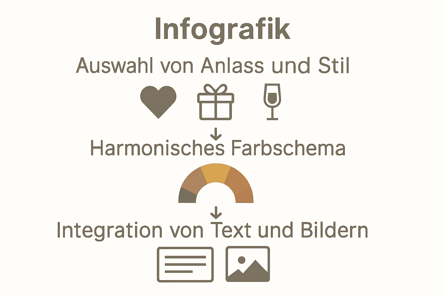 Infografik zur Gestaltung eines Gutscheins: Stil, Farben, Text und Bilder.