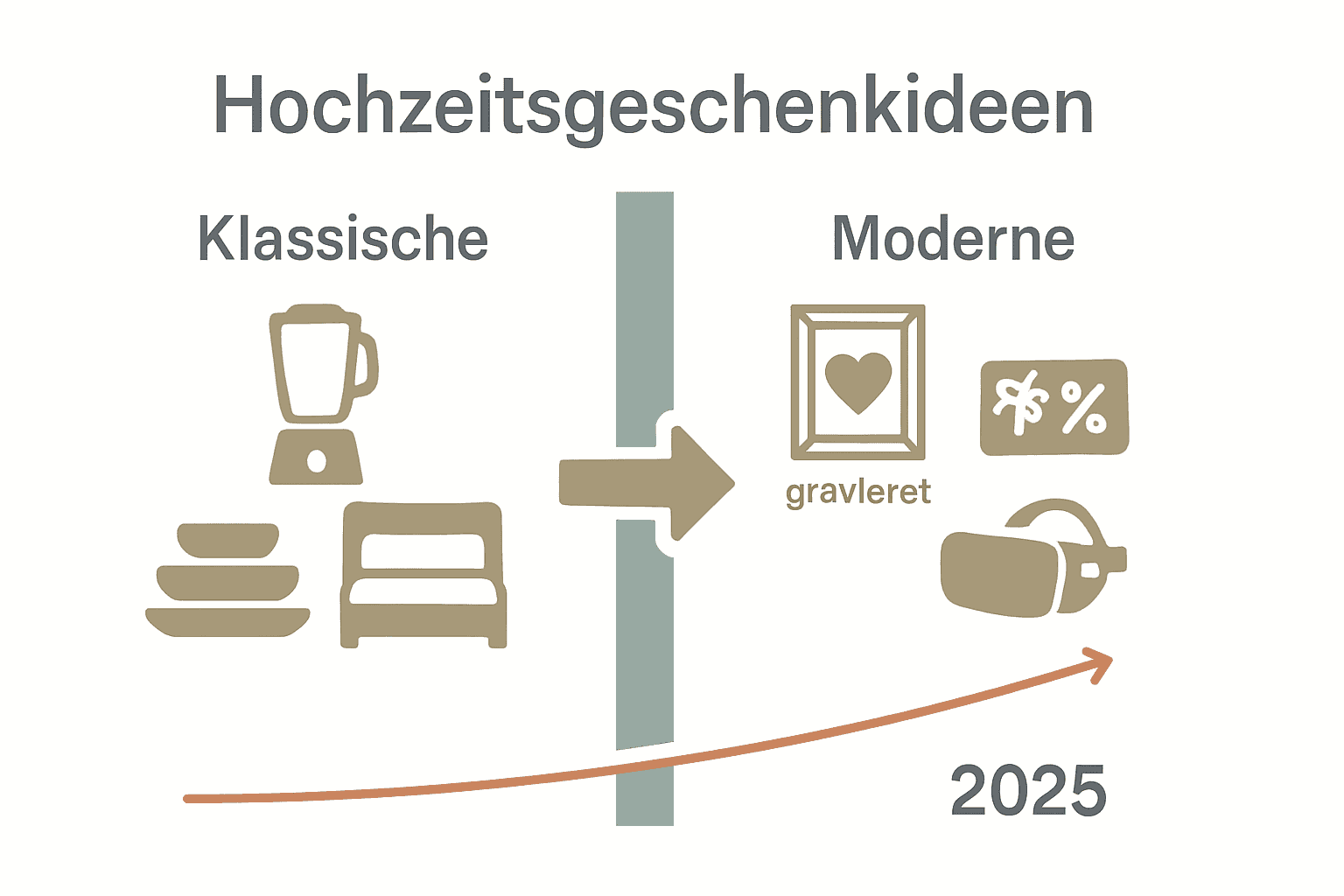 Infografik vergleicht klassische und moderne Hochzeitsgeschenke