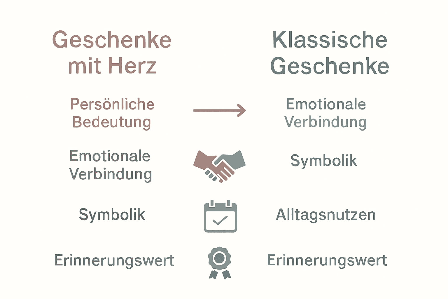 Vergleich Herzgeschenk vs. klassisches Geschenk mit Icons