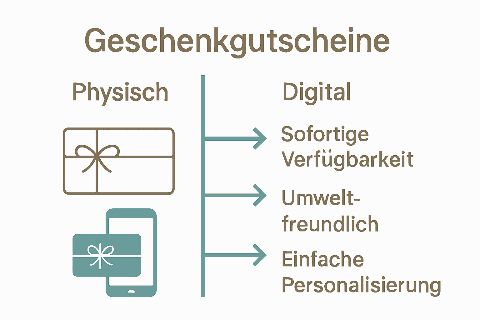 Vergleich physische und digitale Geschenkgutscheine als Infografik