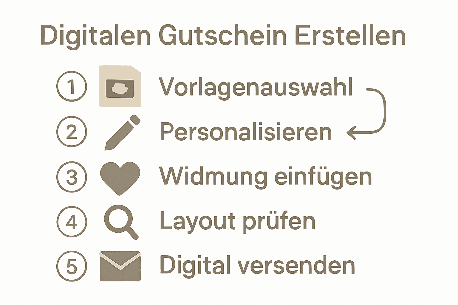 Infografik: 5 Schritte digitalen Gutschein erstellen