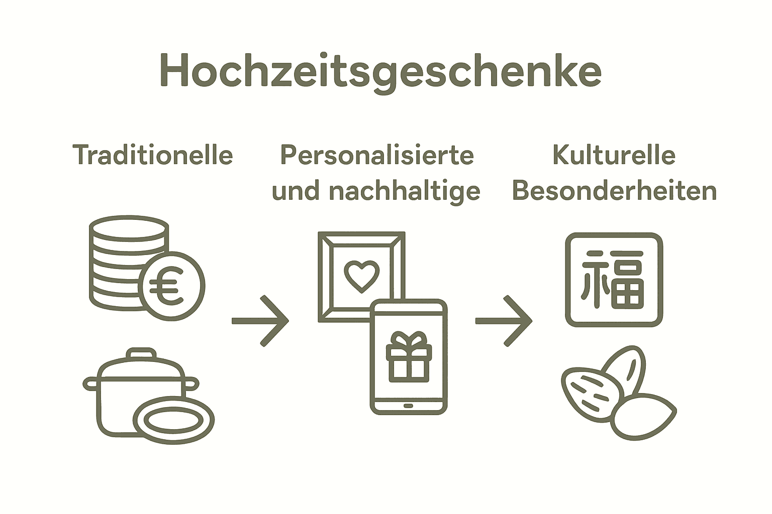 Vergleich traditionelle, moderne und kulturelle Hochzeitsgeschenke