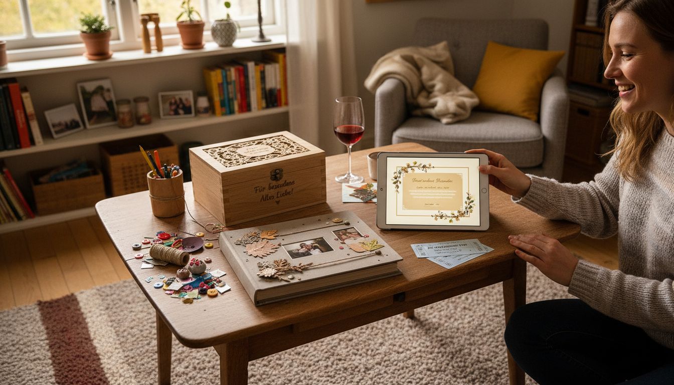 verschiedene Geschenkarten Tisch