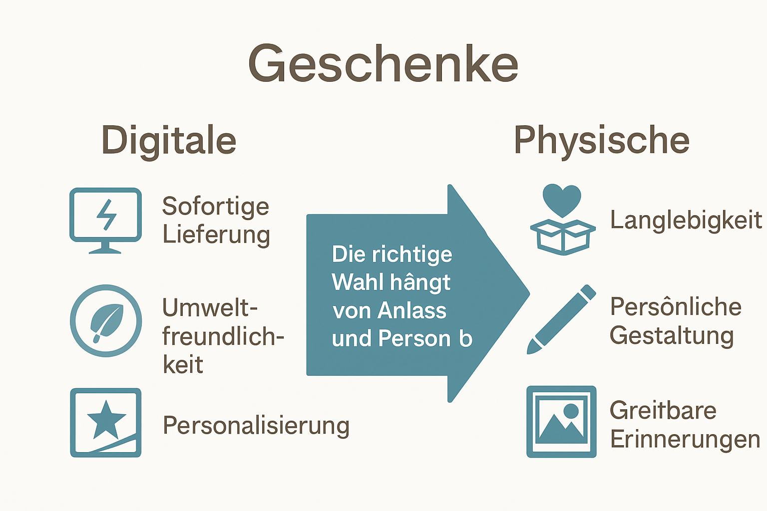 Gegenüberstellung Vorteile digitale versus physische Geschenke