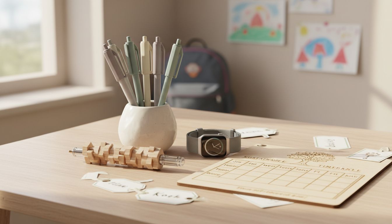 Moderne Geschenkideen wie Gelstifte auf Tisch