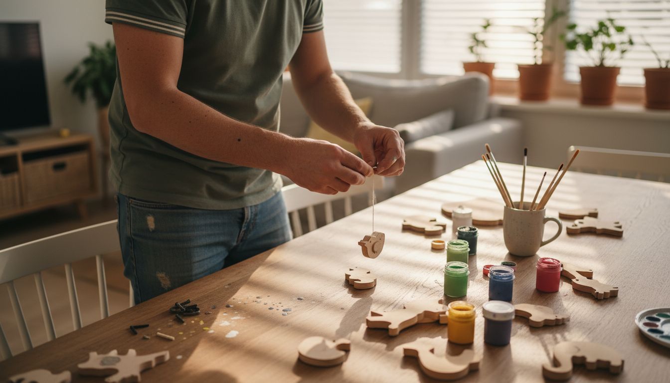 Making a wooden baby mobile at home