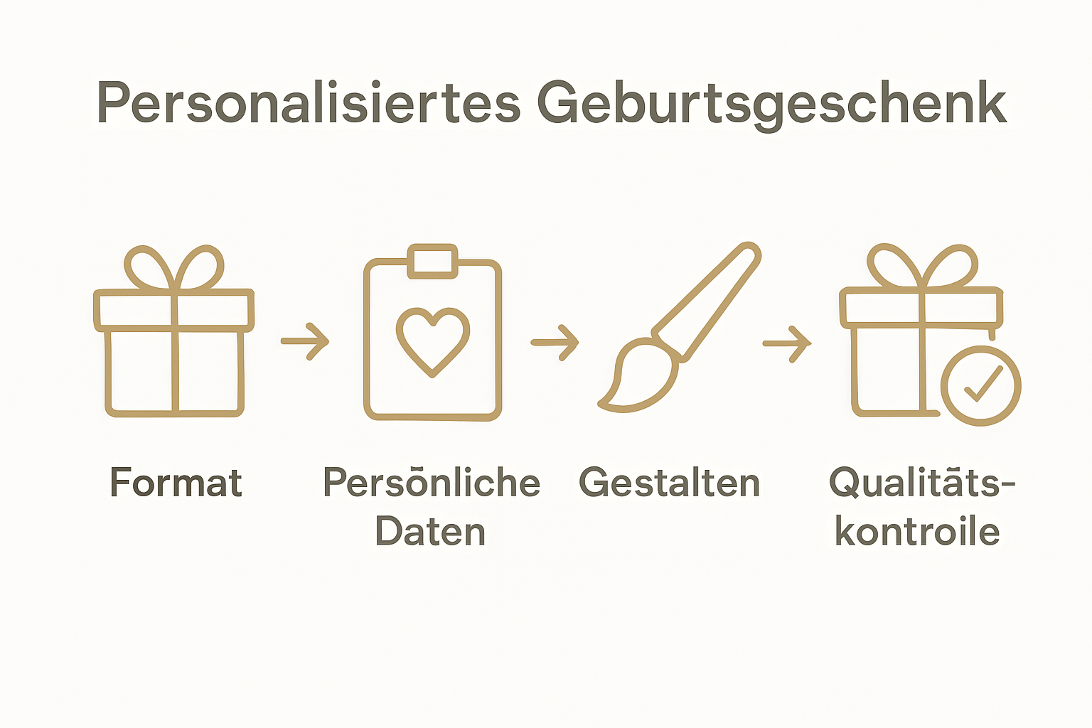 Infographic showing 5 steps for birth gift creation