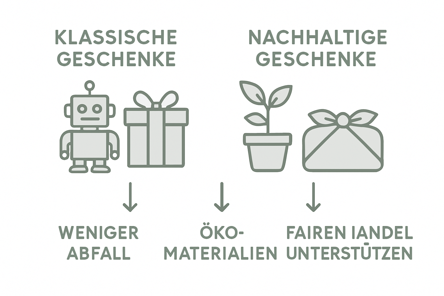 Infografik: Klassische Geschenke vs. nachhaltige Alternativen im Vergleich