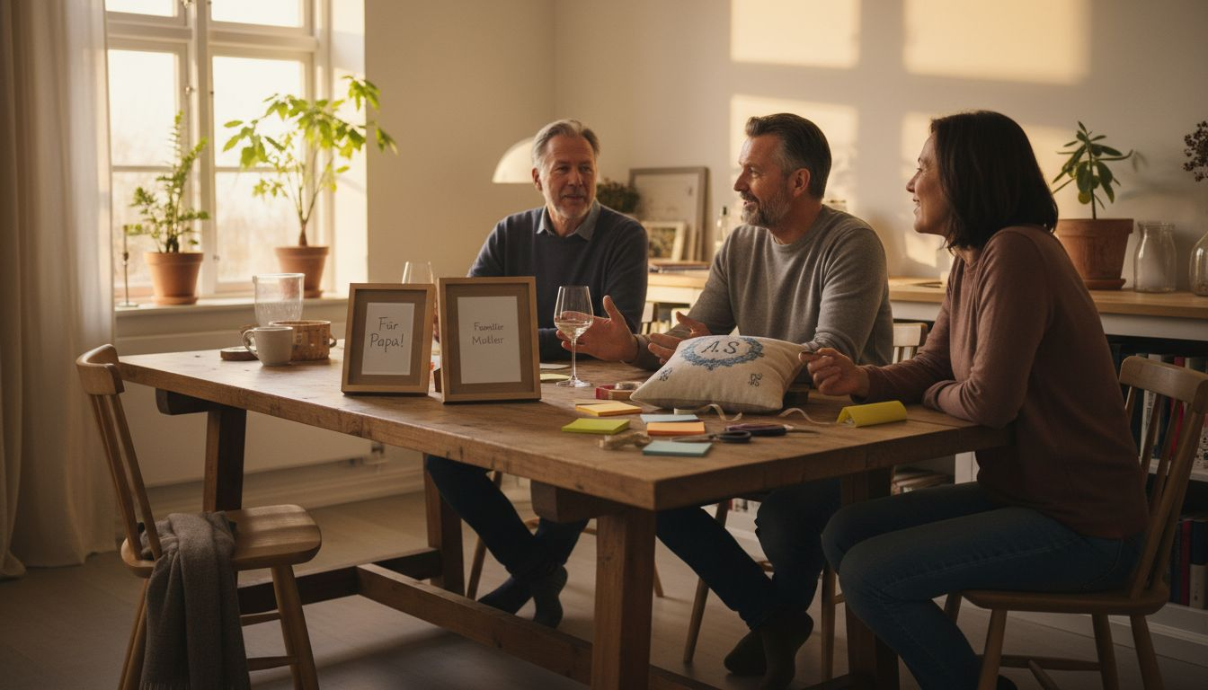 Freunde tauschen sich über originelle und persönliche Geschenkideen aus.