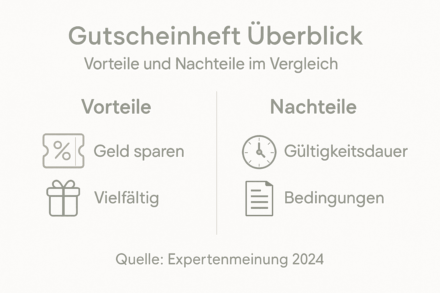 Übersichtsgrafik: Die wichtigsten Pro- und Contra-Argumente rund um Gutscheinhefte auf einen Blick